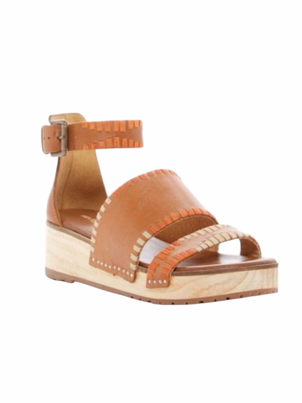 Kelsi Dagger Brooklyn Degraw Leather Platform Wedge Sandals Tan 8.5